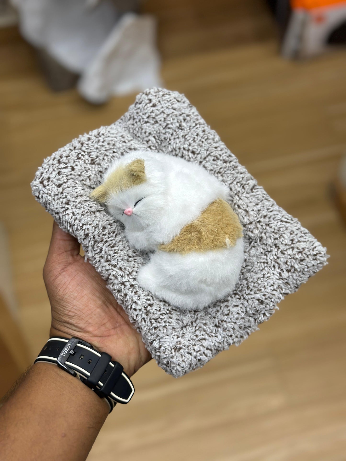 Sleeping Cat Plush Showpiece