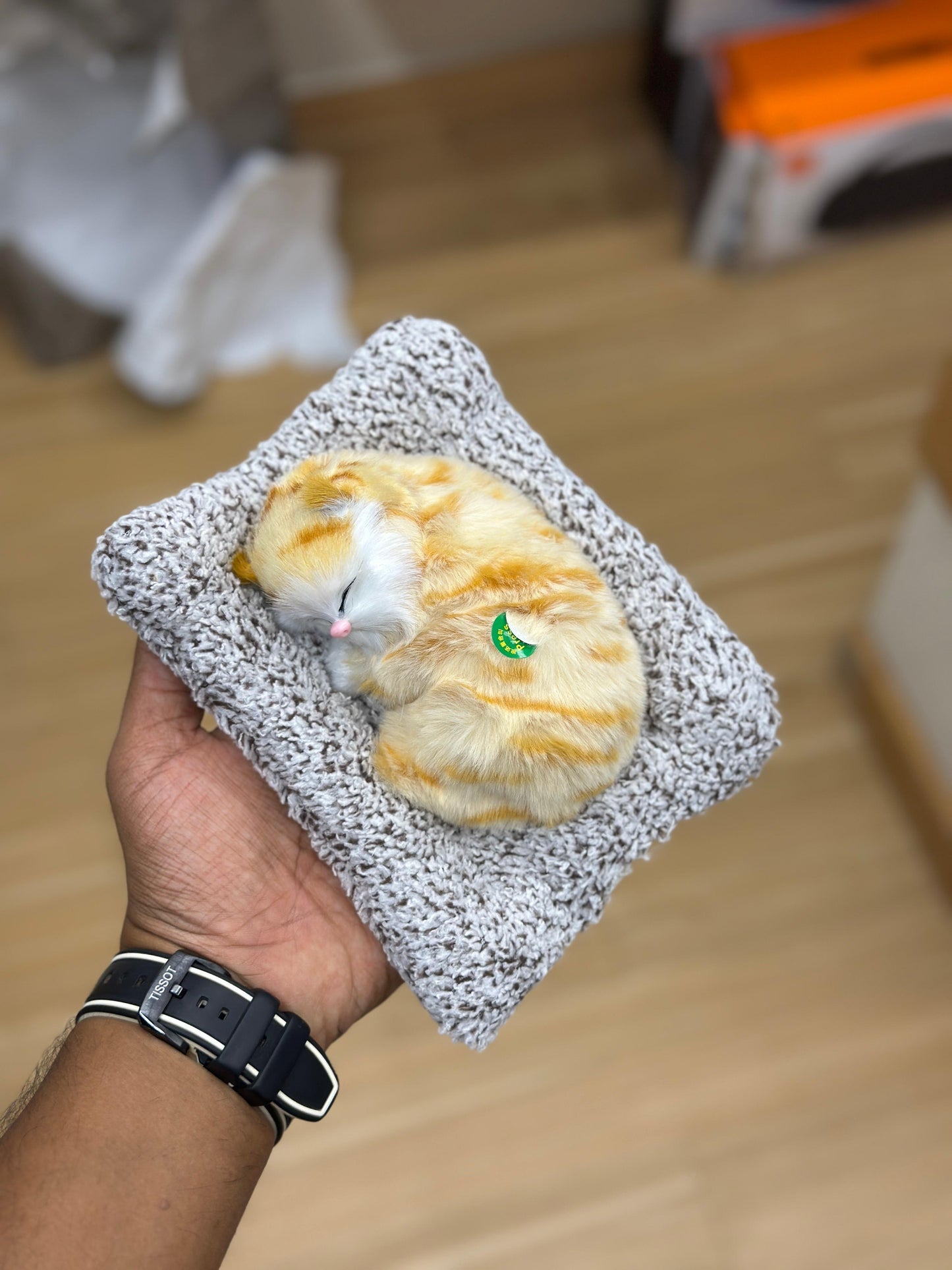 Sleeping Cat Plush Showpiece